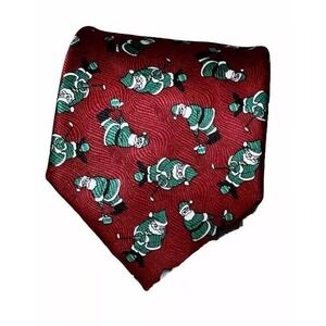 Red Silk Christmas Santa Golf‎ Tie Cape Cod Neckwear Mens Kitschy Festive Office